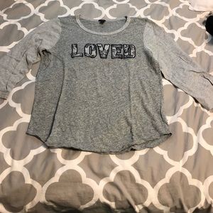 Gray “Loved” Long-Sleeve Tee Shirt